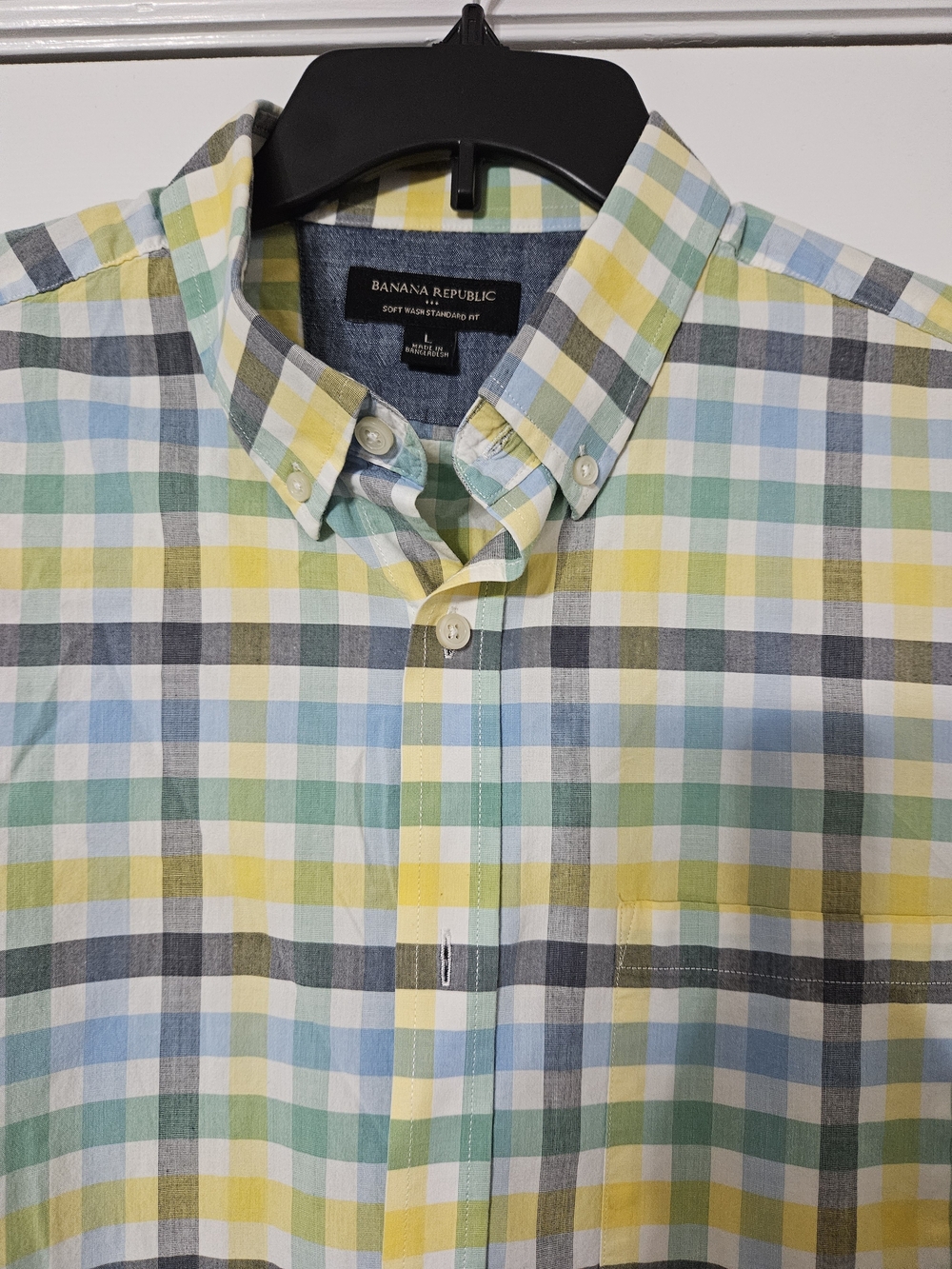 Banana Republic Yellow, Blue & Green Plaid Button-Down Shirt